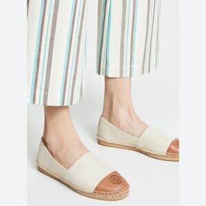 Tory Burch Color Block Tan Leather Flat Espadrille 9.5